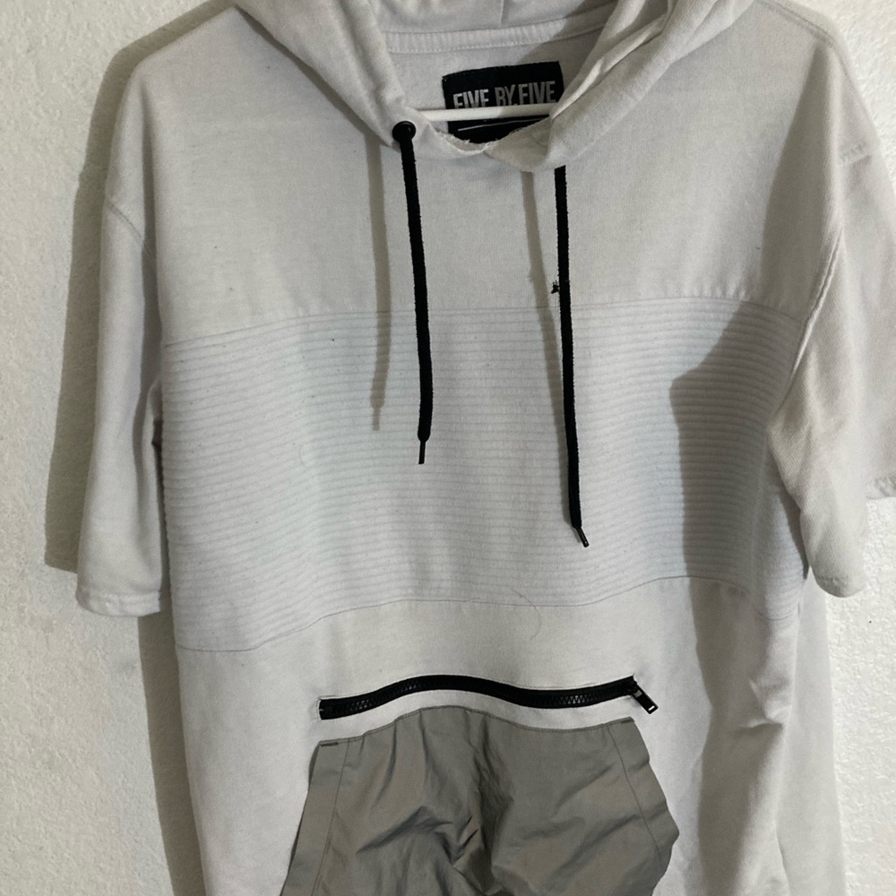 Mens hoodie shirt white and gray